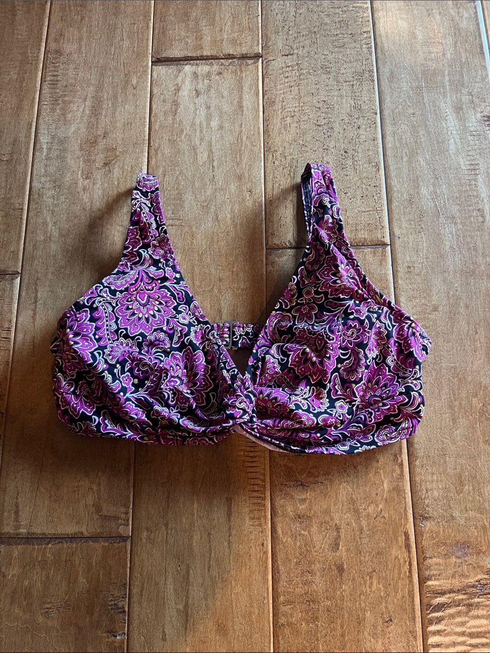 Lands' End Purple Paisley Underwire Bikini Top size 10